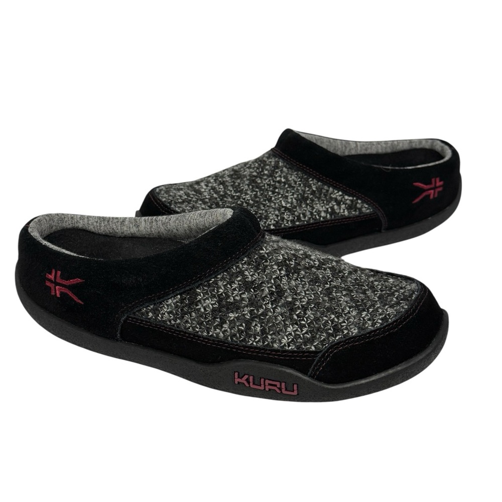 Kuru Draft 2 Gray Black Red Women's Walking Comfort Slip-On Mule Slippers 9.5 M